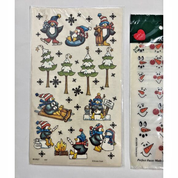 Christmas Stickers Rub Ons Die Cuts Buttons Snowman Winter Lot of 16 NEW - Picture 10 of 13